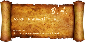Bondy Annamária névjegykártya